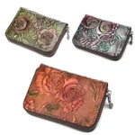 Zip Multi-card Hand-painted Organ Leather Card Holder - Image 2