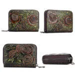 Zip Multi-card Hand-painted Organ Leather Card Holder - Image 3