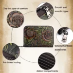 Zip Multi-card Hand-painted Organ Leather Card Holder - Image 6