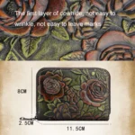 Zip Multi-card Hand-painted Organ Leather Card Holder - Image 7