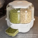 Grain Mixed Food Storage Box Rice Barrel Rotatable Seal Transparent Storage Box, Size: - Image 7