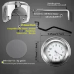 Aluminum Alloy Plating Motorcycle Handlebar Clock - Image 3