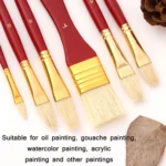 Zhu Ting 10PCS/Set Wooden Handle Bristle Oil Painting Gouache Set - Image 4