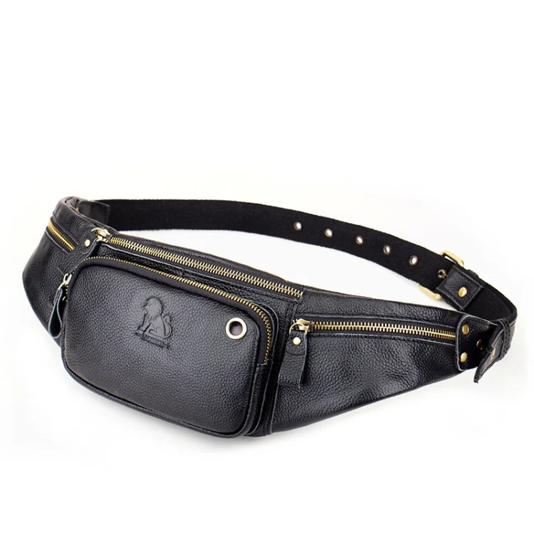 LAOSHIZI Vintage Leather Waist Bag Shoulder Crossbody Bag Shoulder Chest Bag For Men
