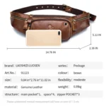 LAOSHIZI Vintage Leather Waist Bag Shoulder Crossbody Bag Shoulder Chest Bag For Men - Image 2