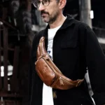 LAOSHIZI Vintage Leather Waist Bag Shoulder Crossbody Bag Shoulder Chest Bag For Men - Image 6