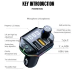 A10 Colorful Atmosphere Light FM Bluetooth Transmitter Car Charger - Image 3