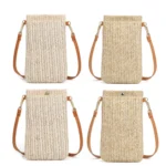 Summer Beach Bag Ladies One Shoulder Mobile Phone Bag Straw Coin Purse - Image 2