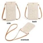 Summer Beach Bag Ladies One Shoulder Mobile Phone Bag Straw Coin Purse - Image 3
