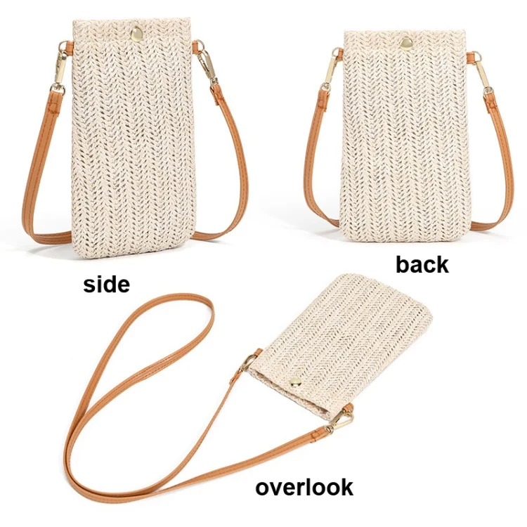 TBD0602303801_B2.webp Summer Beach Bag Ladies One Shoulder Mobile Phone Bag Straw Coin Purse - Image 3