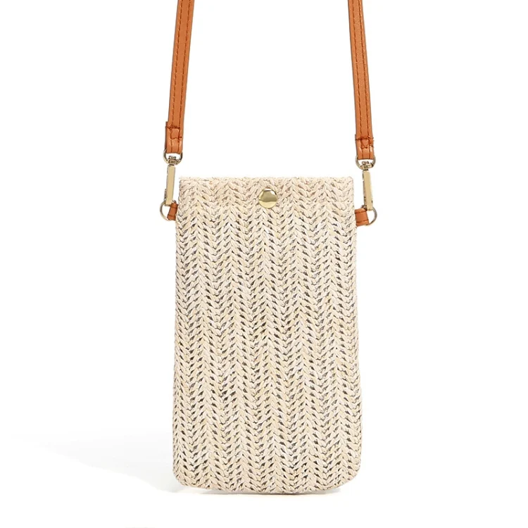 TBD0602303801_B3.webp Summer Beach Bag Ladies One Shoulder Mobile Phone Bag Straw Coin Purse - Image 4
