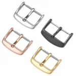5pcs IP Plated Stainless Steel Pin Buckle Watch Accessories, Color: Silver 12mm - Image 2