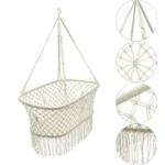 White Cotton Baby Garden Hanging Hammock Baby Cribs Cotton Woven Rope Swing Patio Chair Seat Bedding Baby Care 90*87*57cm - Image 3