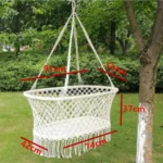 White Cotton Baby Garden Hanging Hammock Baby Cribs Cotton Woven Rope Swing Patio Chair Seat Bedding Baby Care 90*87*57cm - Image 4