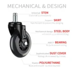 Furniture PU Universal Plug Caster Office Chair Mute Wheel, Size: 3 Inch - Image 3