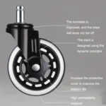 Furniture PU Universal Plug Caster Office Chair Mute Wheel, Size: 3 Inch - Image 5