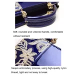 Ladies Single Sided Embroidered Shiny Leather Handbag - Image 6