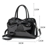 8111 Bow Bright Leather Ladies Handbag - Image 3