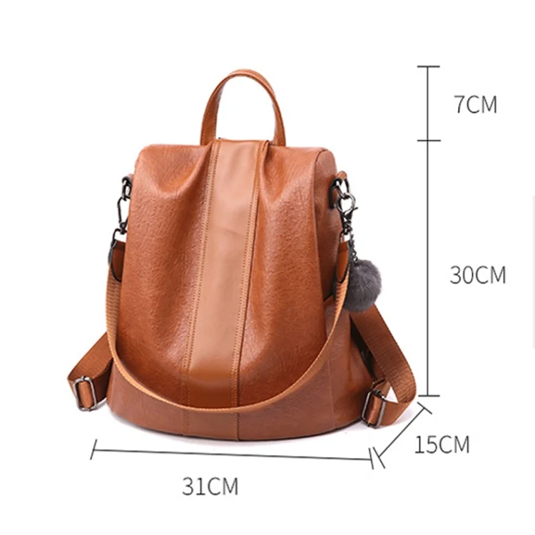 TBD0602324701_B2.webp TFZ468 Vintage PU Soft Leather Ladies Backpack - Image 3