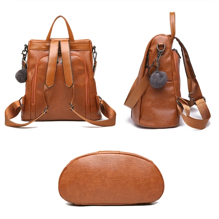 TBD0602324701_B3.webp TFZ468 Vintage PU Soft Leather Ladies Backpack - Image 4