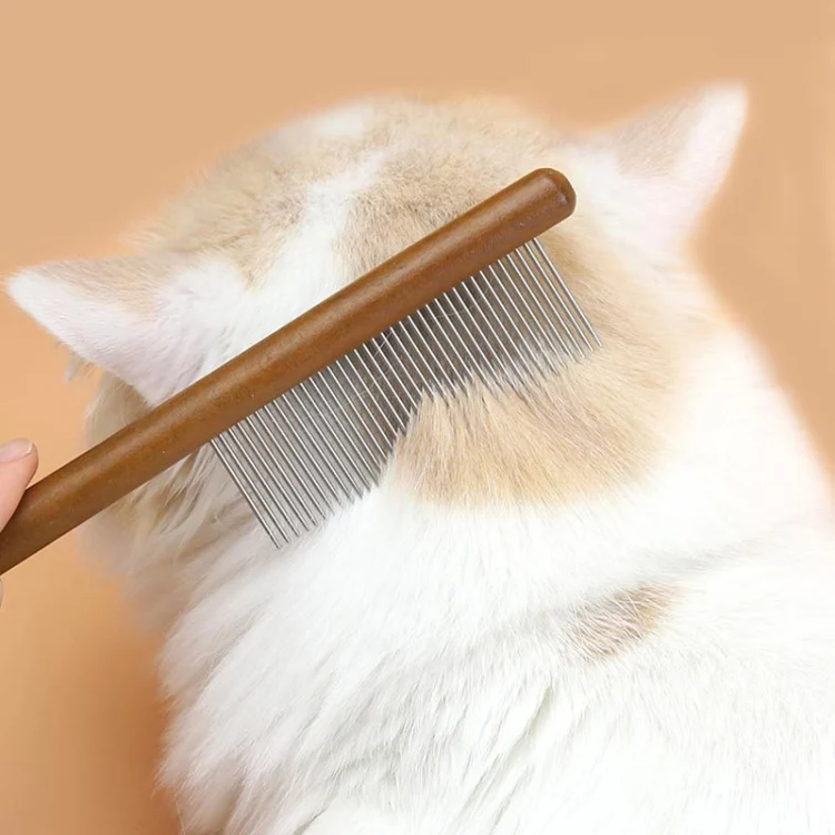 TBD0602325001_B5.webp Cat Dog Solid Wood Comb For Removing Floating Hair Pet Cleaning Grooming Flea Comb - Image 6