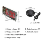 TS-8202 Multifunctional LED Vibration Mirroring USB Alarm Clock - Image 2