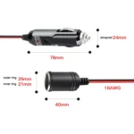 12-24V Car Cigarette Lighter Plug Extension Line, Cable Length 3.7m - Image 3