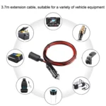 12-24V Car Cigarette Lighter Plug Extension Line, Cable Length 3.7m - Image 7