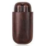 CONTACTS FAMILY 2 In 1 Portable Genuine Leather Cigar Humidor