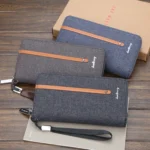 Baellerry Canvas Wallet Long Zipper Wallet Vintage Casual Multi-Card Clutch For Men - Image 2