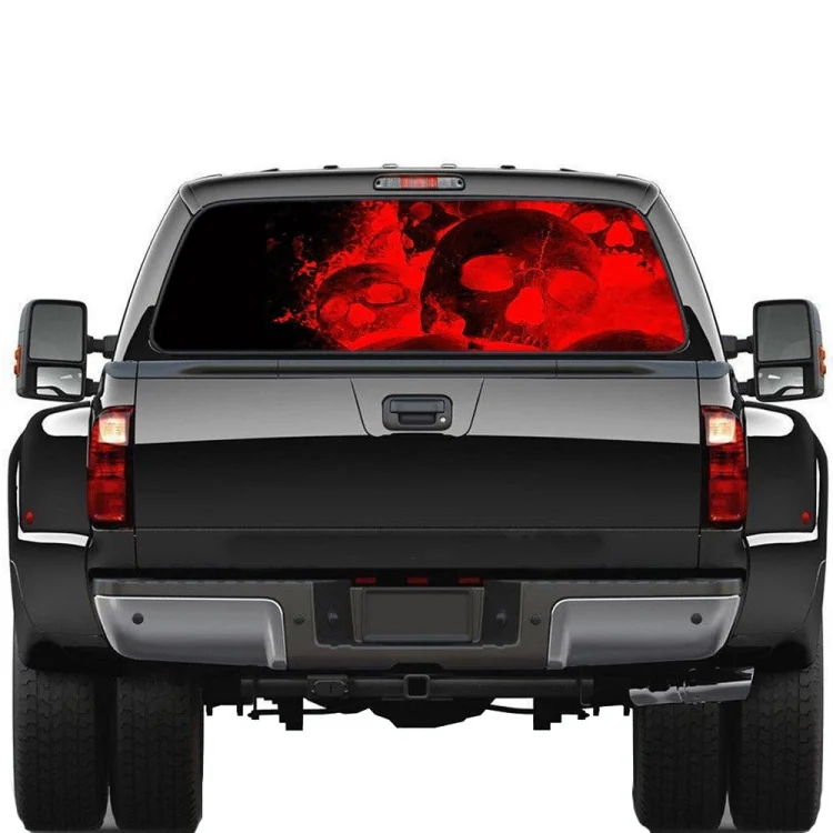 TBD0602379001_B2.webp D-954 Flame Skeleton Rear Window Pattern Sticker Truck SUV Behind Wind Glass Stickers - Image 3