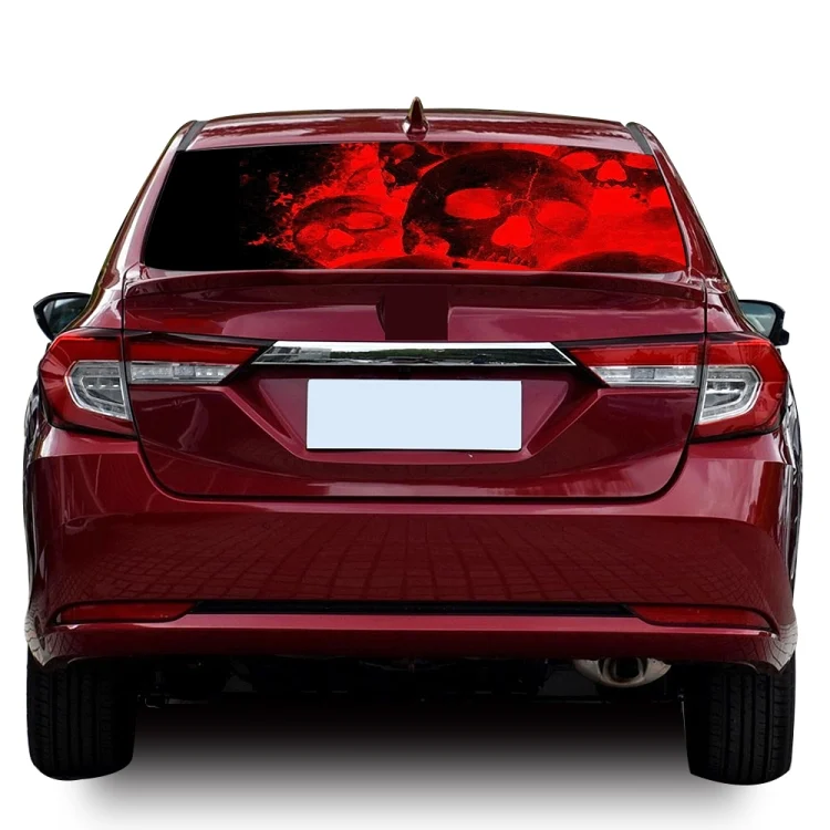 TBD0602379001_B3.webp D-954 Flame Skeleton Rear Window Pattern Sticker Truck SUV Behind Wind Glass Stickers - Image 4