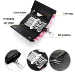 TP-9090K Genuine Leather Multifunctional Tri-Fold Key Coin Purse - Image 5