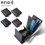 TP-215 Leather RFID Anti-theft Tri-fold Short Wallet - Image 5