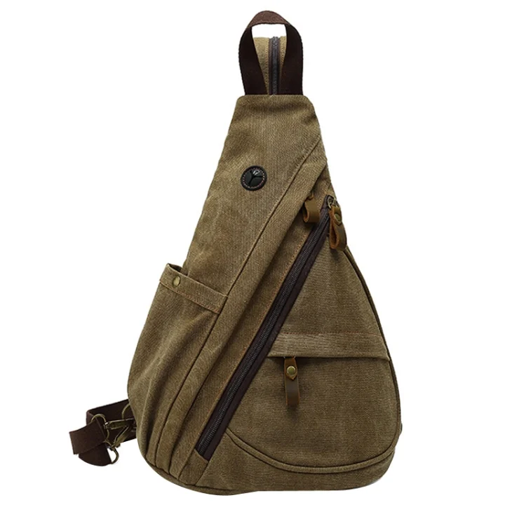 Large Capacity Casual Canvas Chest Bag Men Shoulder Messenger Bag