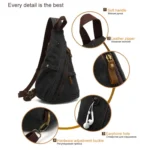 Large Capacity Casual Canvas Chest Bag Men Shoulder Messenger Bag - Image 3