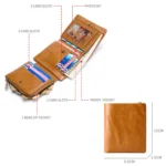TP-191 RFID Multifunctional Tri-Fold Retro Men Genuine Leather Wallet - Image 3