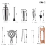 16 in 1 Bamboo and Wood Rack Bar Bartending Tools - Image 2