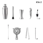 16 in 1 Bamboo and Wood Rack Bar Bartending Tools - Image 3