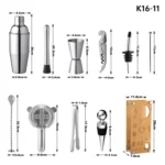 16 In 1 750ml Bamboo and Wood Rack Bartending Tool - Image 3