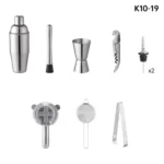 10 In 1 700ml Bamboo and Wood Stand Bartending Tools - Image 2