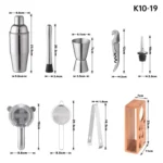 10 In 1 700ml Bamboo and Wood Stand Bartending Tools - Image 3