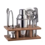 Bamboo and Wood Rack Bartending Tool Set, Spec: