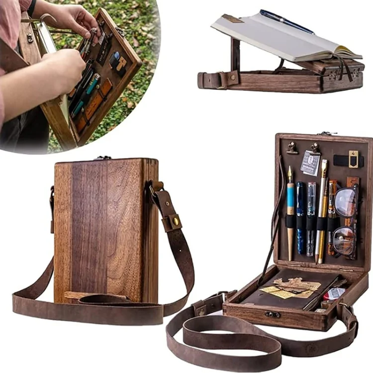 TBD0602428801_B4.webp Multifunctional Artist Writer Brush Tool Storage Wooden Box - Image 5