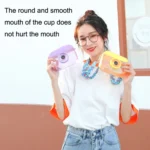 Camera Plastic Cup Children Straw Juice Cup Travel Leisure Water Cup - Image 7