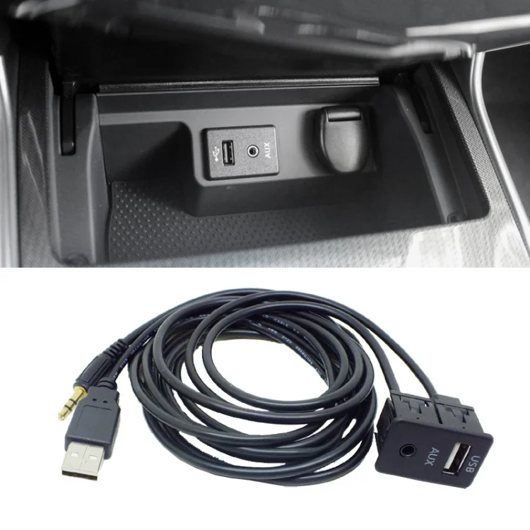 Car Modified AUX+USB Socket Audio Modification Accessories 3.5mm USB Extension Line