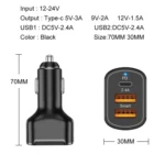 PD+2.4A Dual USB Car Charger, Style: 3 Ports (Black) - Image 3