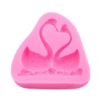2 PCS Double Swan Rose DIY Fondant Baking Cake Liquid Silicone Mold - Image 2