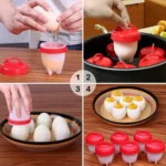 6 PCS/Set Eierkokers Cooker Silicone Non-stick Egg Steamer - Image 6