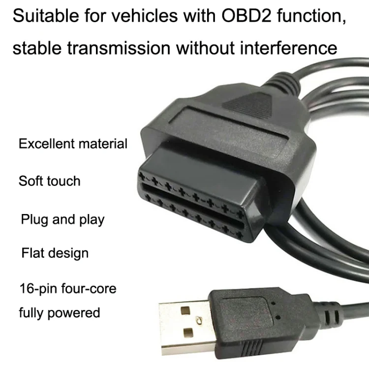 TBD06024644_4.webp 16PIN USB AM To OBD2 Female Conversion Cable Car Computer Diagnostic Cable - Image 5